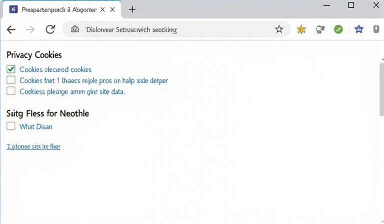 Browser settings showing cookie management options