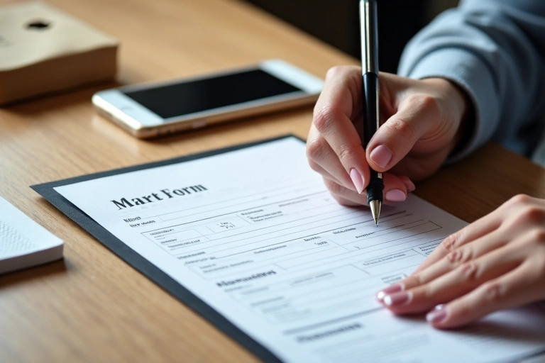 Person filling out a return form
