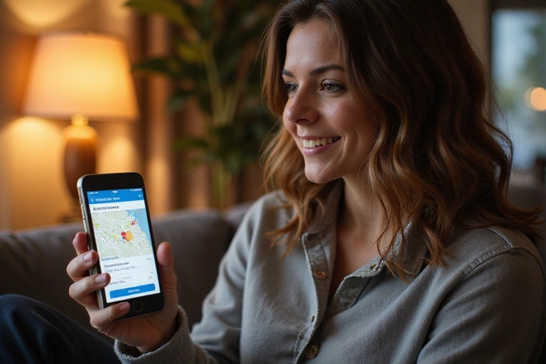 Woman checking tracking information on her phone